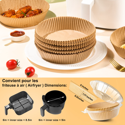 Anti9® – 100 Feuilles de Cuisson 16cm | Papier sulfurisé anti-adhésif pour friteuse à air, four & micro-ondes